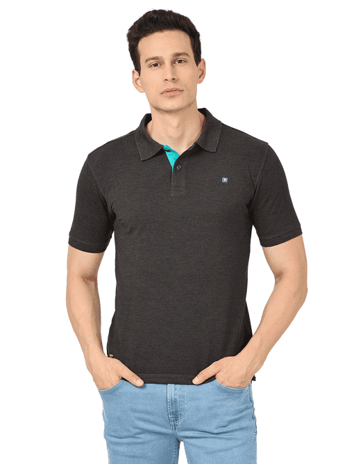 OTTO - Dk.Anthra Plain Polo Collar T Shirt - EDWARD_DK.ANTHRA