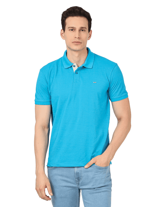 OTTO - Turquoise Plain Polo Collar T Shirt - EDWARD_TURQUOISE