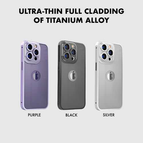 iPhone 14 Pro Max 360 Degree Cover - Titanium Alloy Ultra Thin Metal Case with Camera Protection