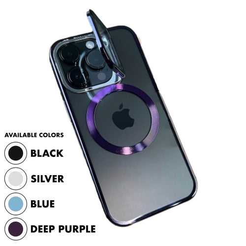 iPhone 14 Case - New Plating MagSafe Cover with Transparent Camera Stand