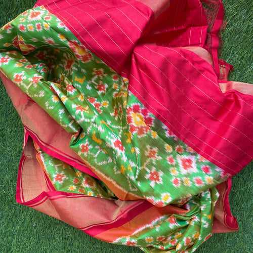 Green Pochampally Silk Dupatta