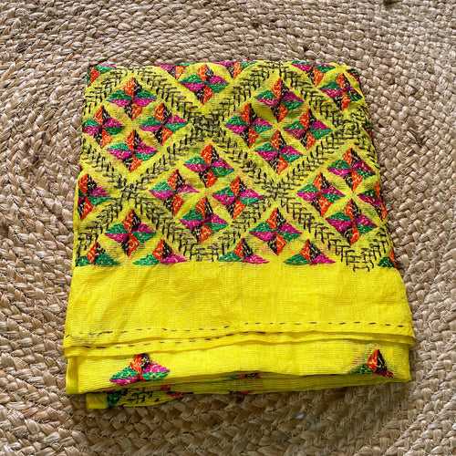 Sunny Yellow Phulkari embroidery dupatta