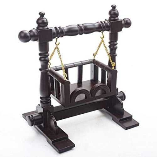 Black Color Wooden Curved Jhula, Swing Jhula For Small Idol
