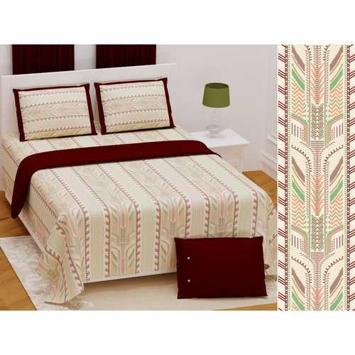 Modern Kantha Pattern Design Bedsheet with Set of 2 Cushion Cover