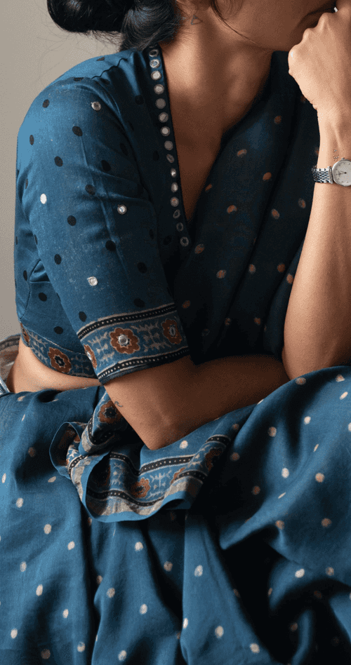 Ajrakh mirror work | indigo