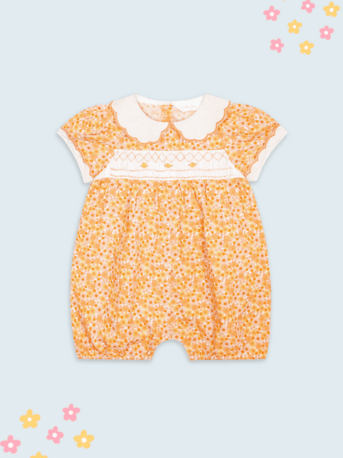 Yellow Floral Delight Girls Romper