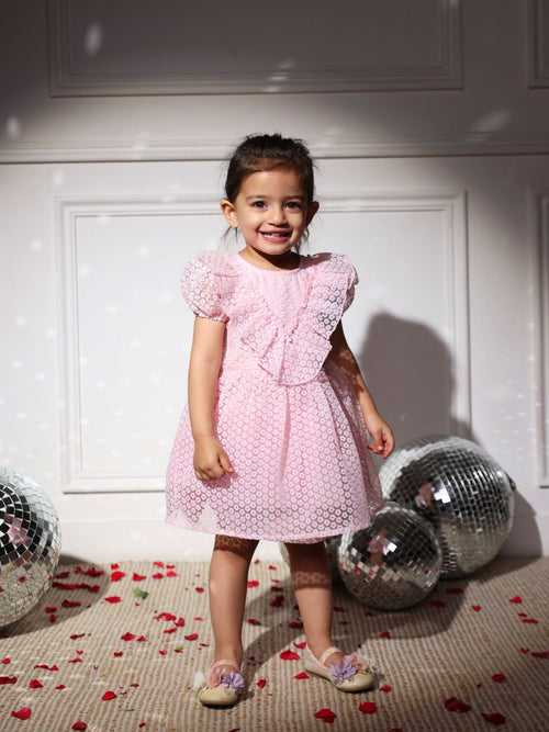 Budding Bees Pink Blossom Gala Girls Party Dress