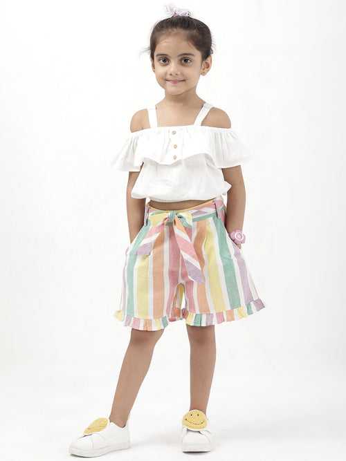 Girls Skirt - Vibrant Stripes | Multicolor | Cotton