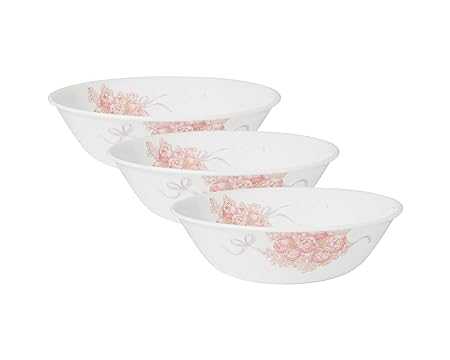 CORELLE Asia Collection Gold Series Peony Bouquet 950 ml Serving Bowl Pack of 3