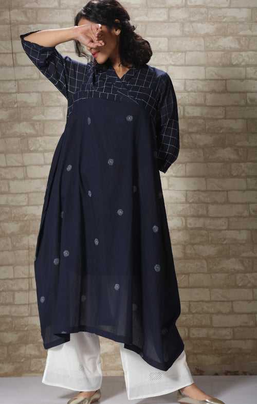 Indigo Handblock Printed Tunic Dress