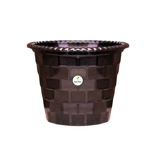 Brick Pattern Indoor Pot - Black Colour