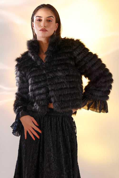 Black Quilted fur jacket