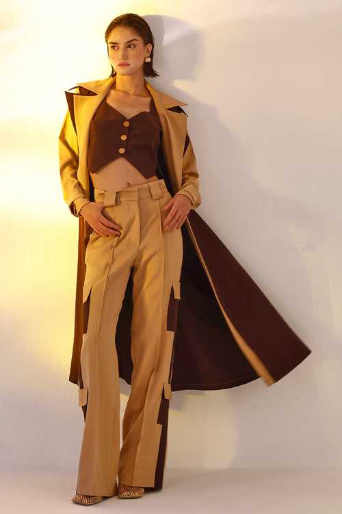 Color block trench coat