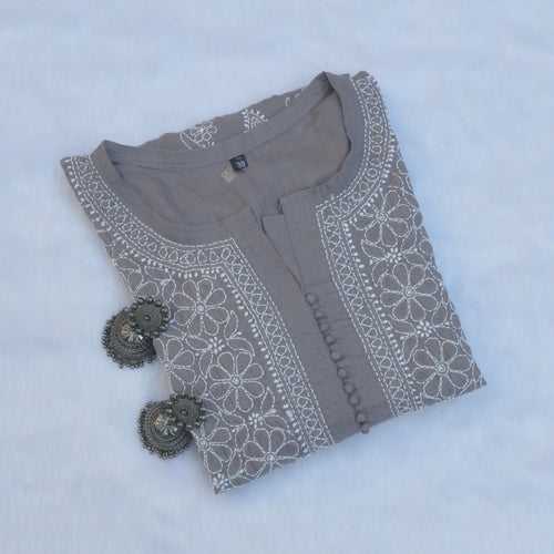 Grey Cotton Kurta