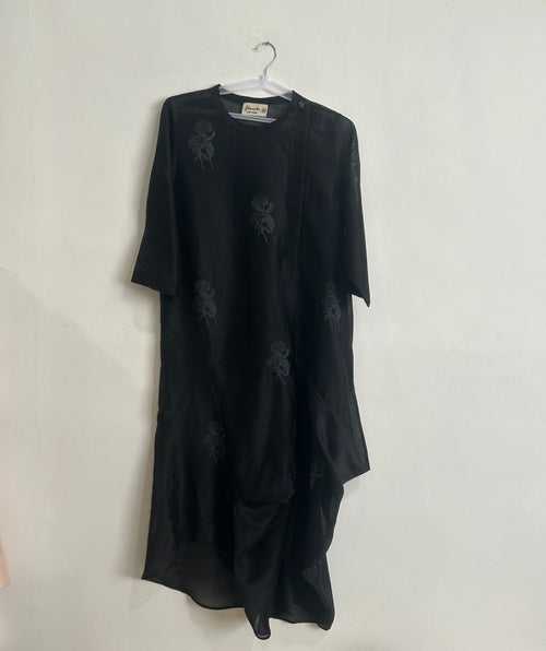 Cowl Dress in Black Chanderi