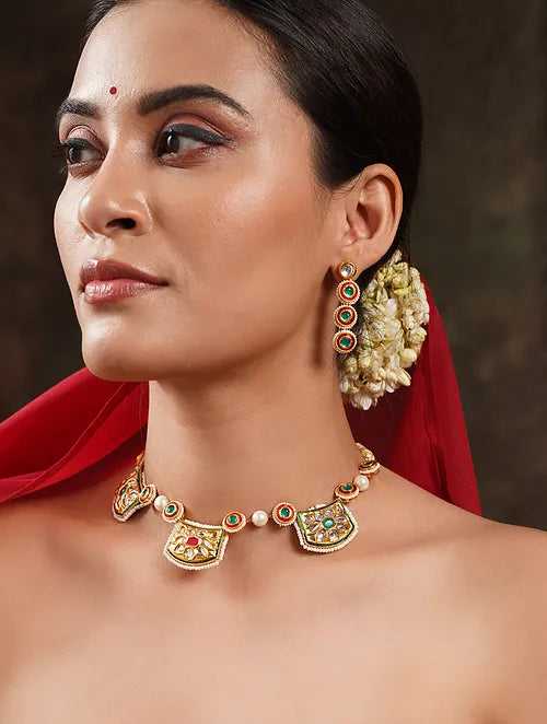 Traditional Kundan Necklace with Earrings