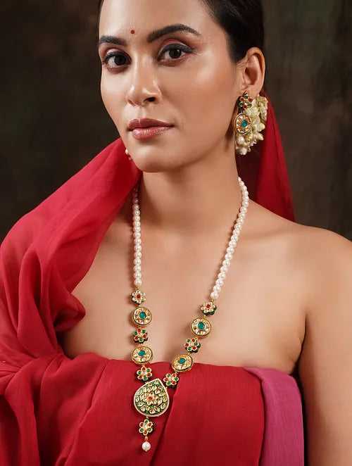 Multicolor Kundan Necklace with Earrings