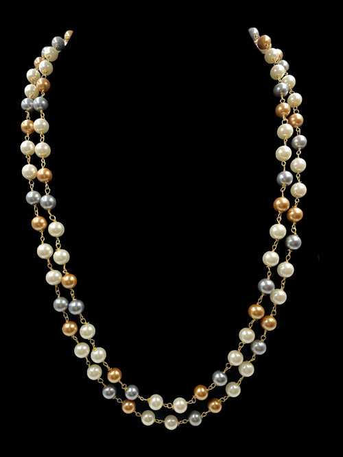 Multicolor Shell Pearl Double Line Necklace