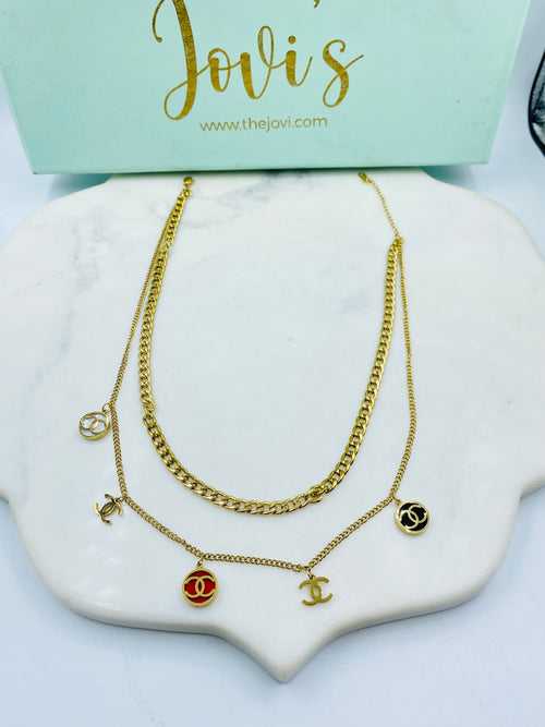 Chanel Gold Plated Double Line Chain Necklace