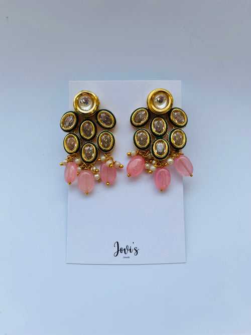 Pink Polki Earrings