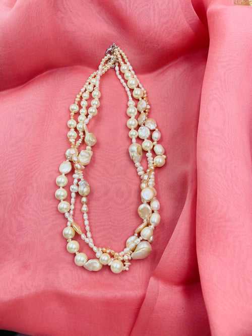 Mixed Freshwater Pearls Twisted Necklace