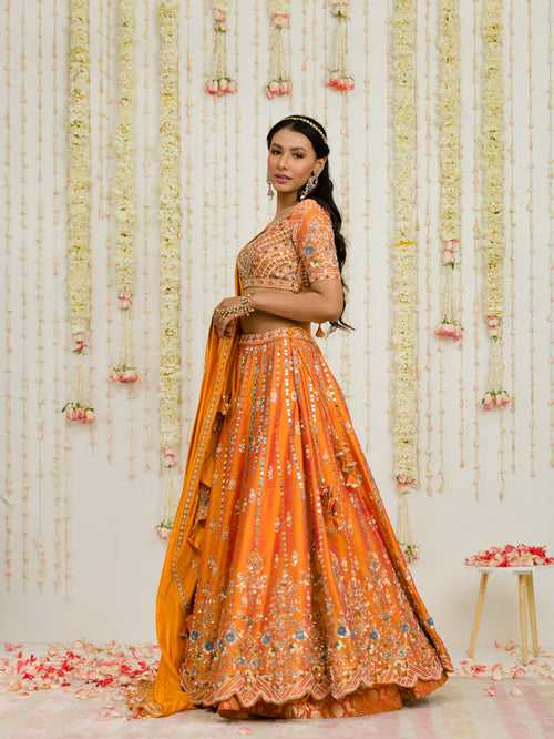 RUST ORANGE LEHENGA SET