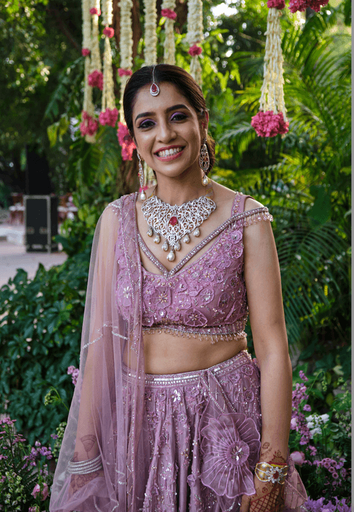 RIYA IN  MAUVE LEHENGA AND BLOUSE SET