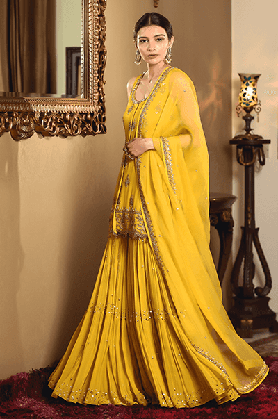 Mustard Shirt and Sharara Set