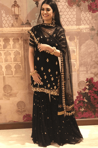 Black Booti Embroidered Sharara Set