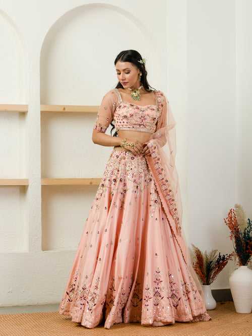 SOFT PINK BLOUSE AND LEHENGA SET