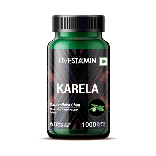 Livestamin Karela Bitter Gourd Extract Supplement, 500mg (60 Veg. Capsules)