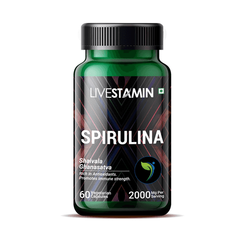 Livestamin Spirulina Supplement, 500 mg - 60 Vegetarian Capsules