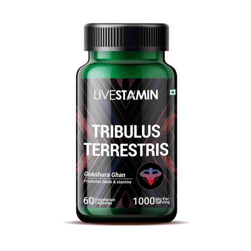 Livestamin Tribulus Terrestris Extract Supplement (Saponins >40%), 1000 mg per Serving - 60 Vegetarian Capsules