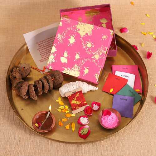 Pink & Gold Holi Pooja Box