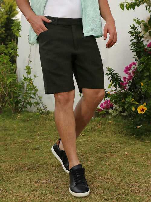 Tailored Poly-Linen Shorts