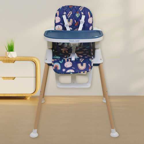 Polka Tots Grow & Glide 4 in 1 Convertible Jungle Design High Chair - 6 to 36M (Dark Blue)