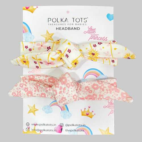 Polka Tots Floral print Headbands - Pack of 2