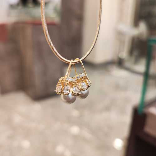 Golden Pearl Diamond Bali Earrings