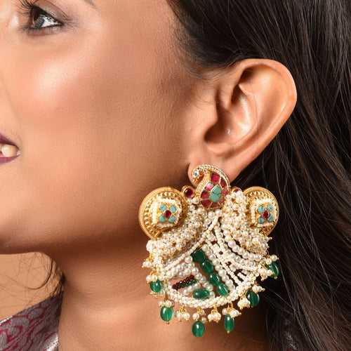Moti Chandbali in Ruby and Turquoise