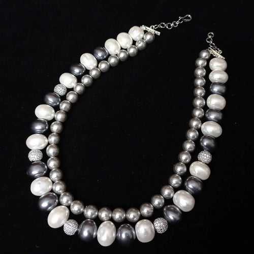 Steel Grey Baroque Double Line Mala