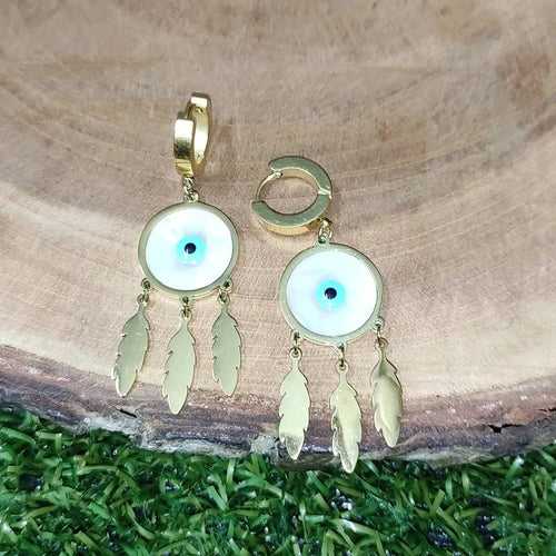 Evil Eye Mother of Pearl Earring
