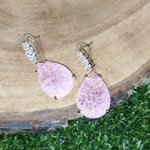 Baby Pink Frosted Stone Earrings