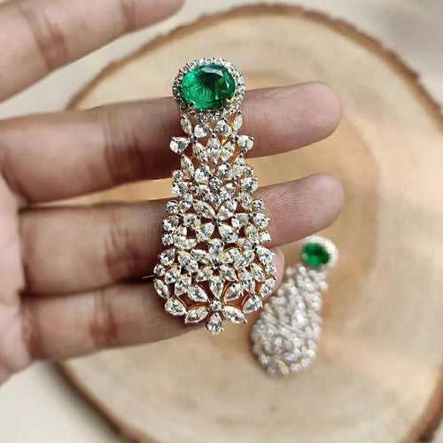 Emerald Swarovski Earrings in Silver