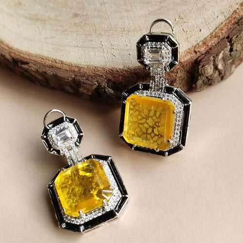 Yellow Gold Earrings in Doublet stones