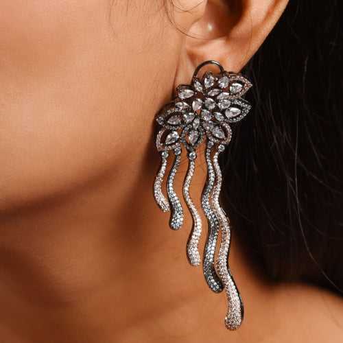 Rose Black Diamond Earrings