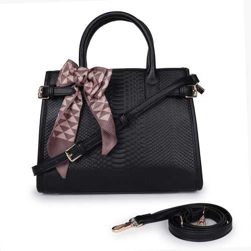 Women Colourblocked Structured Tote Bag with Bow Detail