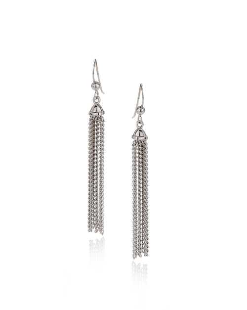 Carlton London Rhodium Plated White Pearl Contemporary Drop Earring For Women