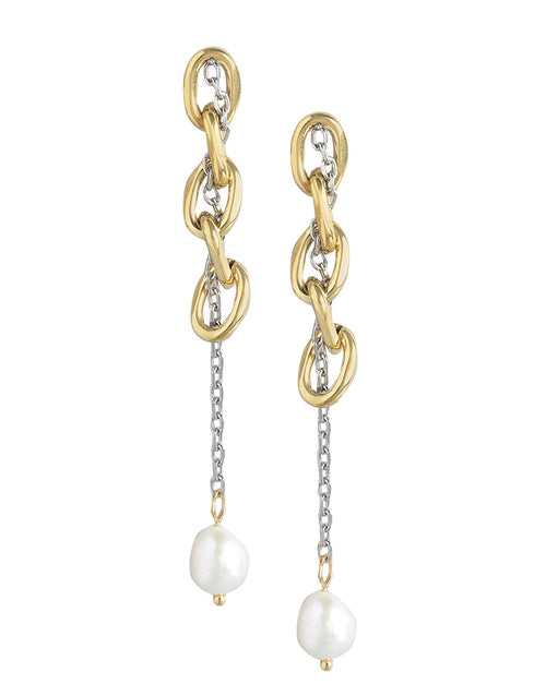 Gold & Silver Plated With Pearl Fancy Drop Earring For Women