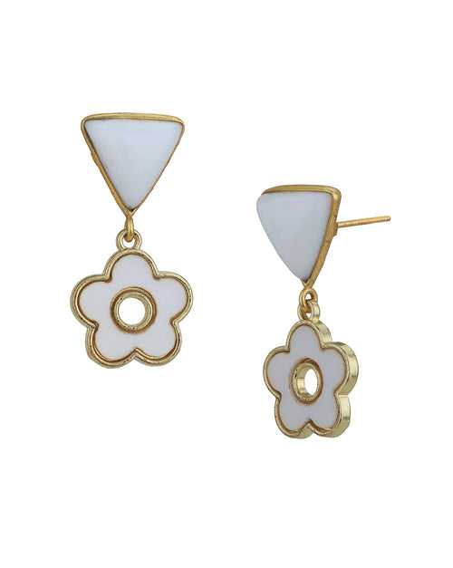 Gold Plated & Agate Stone Floral Drop Earring for women