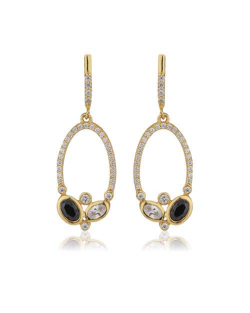 Carlton London 925 Sterling Silver Gold Plated Cz Contemporary Drop Earring For Women